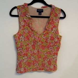 Ann Taylor Floral Sleeveless Top - Pink and Green